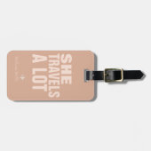 Ze reist veel, stoere Roos Bagagelabel (Voorkant horizontaal)