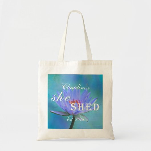 Ze schonk de schaduw van het Blue Water Lily Budge Tote Bag (Voorkant)