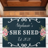 Ze schreef het Floral Year Vestigde Kute Navy Blue Deurmat