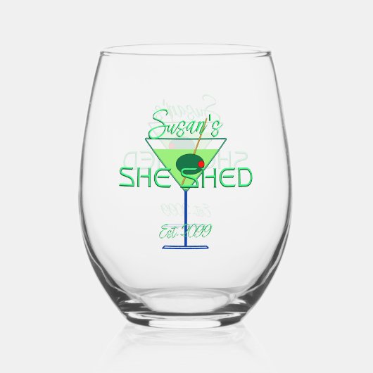 Ze Shed Fun Martini Drinkware Wijnglas Zonder Voet (Achterkant)