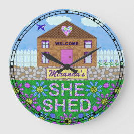 Ze Shed Woman Cave Custom Name Garden Hut Grote Klok