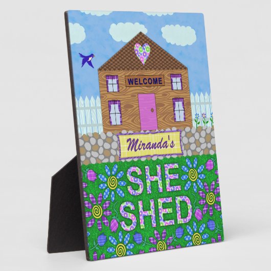 Ze Shed Woman Cave Garden Hut Custom Name Fotoplaat (Zijkant)