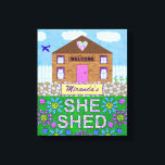 Ze Shed Woman Cave Garden Hut Persoonlijke naam Canvas Afdruk<br><div class="desc">Het 'Zij Shed' is het antwoord van de vrouw op de Man grot. Dit originele, mooie doekontwerp is voor vrouwen die graag naar hun eigen achtertuin ontsnappen. Het heeft een afbeelding van een schattig houten schuur, een witte hek, bleekstenen, een vliegende blauwvogel en een tuin bloemen. De woorden "Ze Shed"...</div>
