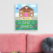 Ze Shed Woman Cave Garden Hut Persoonlijke naam Canvas Afdruk (Insitu (Woonkamer))