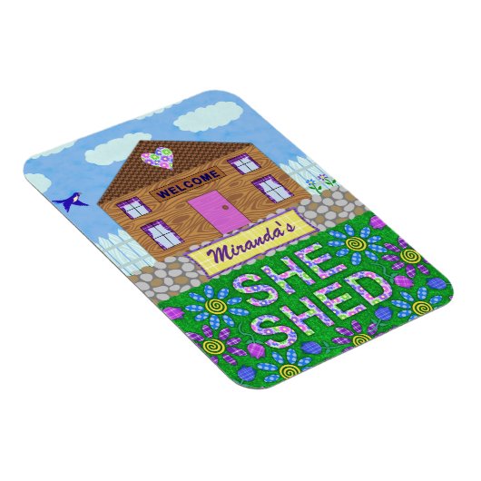 Ze Shed Woman Cave Garden Hut Persoonlijke naam Magneet (Rechterzijde)