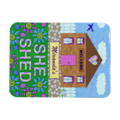 Ze Shed Woman Cave Garden Hut Persoonlijke naam Magneet (Horizontaal)