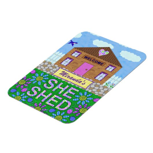 Ze Shed Woman Cave Garden Hut Persoonlijke naam Magneet (Linkerzijde)