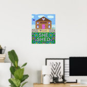 Ze Shed Woman Cave Garden Hut Persoonlijke naam Poster (Thuiskantoor)