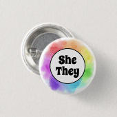 Ze speelt in Waterverf Circle Ronde Button 3,2 Cm (Voorkant /achterkant)