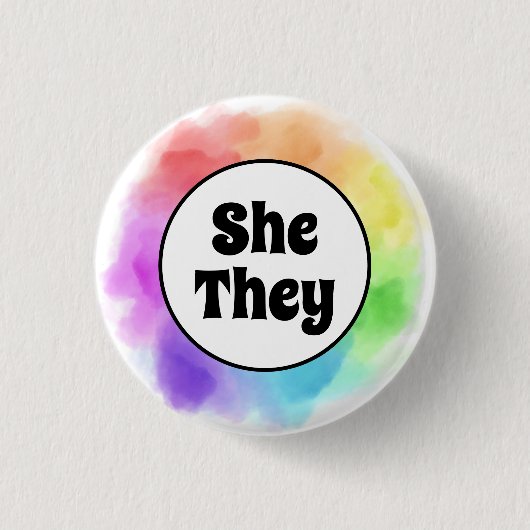 Ze speelt in Waterverf Circle Ronde Button 3,2 Cm (Voorkant)