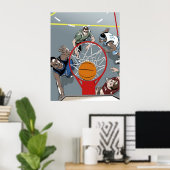 Ze spelen Basketball - poster (Thuiskantoor)