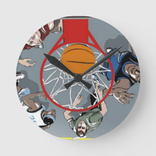 Ze spelen een Basketball Wall-klok Ronde Klok
