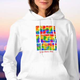 Ze spreekt haar regenboogdas Dye uit Hoodie