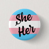Ze spreekt haar Trans-Button uit Ronde Button 3,2 Cm (Voorkant)
