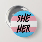 Ze spreekt haar Trans-Button uit Ronde Button 7,6 Cm (Voorkant /achterkant)