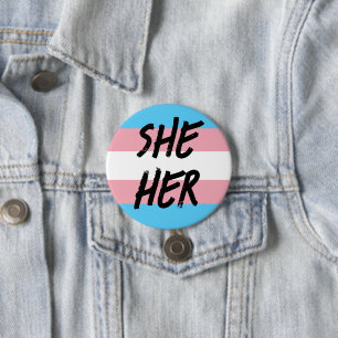 Ze spreekt haar Trans-Button uit Ronde Button 7,6 Cm