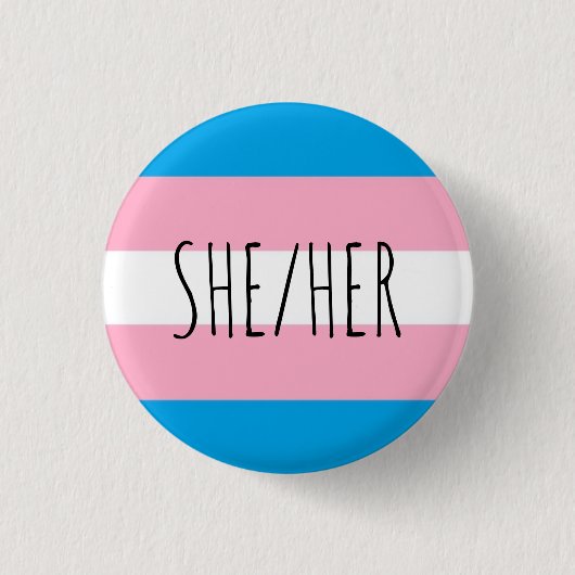 ze spreekt trans-pride vlag uit ronde button 3,2 cm (Voorkant)