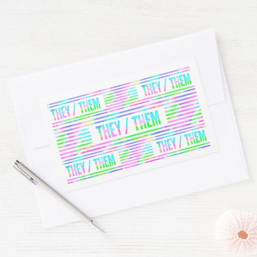 Ze spreken pastelstrepen uit rechthoekige sticker (Envelop)