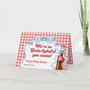 Ze staat klaar om te ploffen frisdrank baby shower bedankkaart