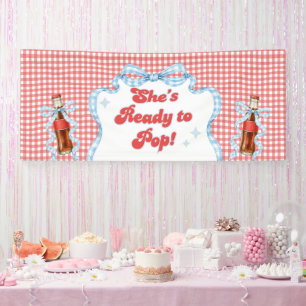 Ze staat klaar om te ploffen Frisdrank Baby Shower Spandoek