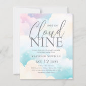 Ze staat op Cloud Nine Baby shower Budget Invitati (Voorkant)