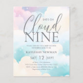 Ze staat op Cloud Nine Baby shower Budget Invitati (Voorkant)
