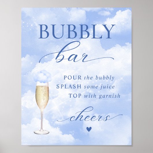 Ze staat op Cloud Nine Blue Bubbly Bar Poster (Voorkant)