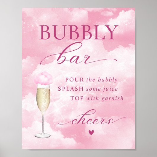 Ze staat op Cloud Nine Bubbly Bar Poster (Voorkant)