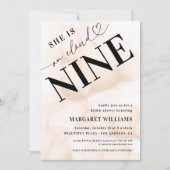 Ze staat op Cloud Nine Heart Script Vrijgezellenfe Kaart (Voorkant)