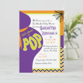 Ze staat op het punt Baby shower Halloween te POPP Kaart (Staand voorkant)