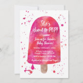 Ze staat op het punt Baby shower Popsicle Invitati Kaart (Voorkant)