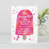 Ze staat op het punt Baby shower Popsicle Invitati Kaart (Staand voorkant)