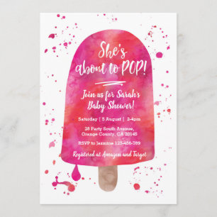 Ze staat op het punt Baby shower Popsicle Invitati Kaart