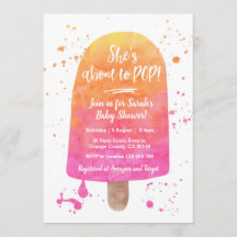 Ze staat op het punt Baby shower Popsicle Invitati