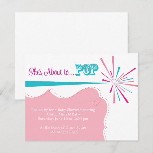 Ze staat op het punt om Baby shower te POPPEN. Kaart (Voorkant / Achterkant)