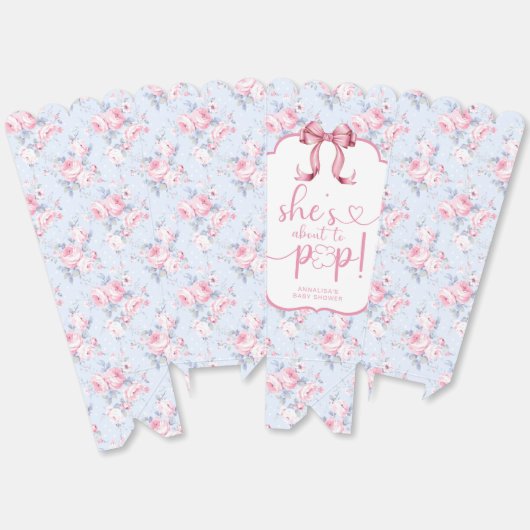 Ze staat op het punt om Pink Bow Baby shower Popco Bedankdoosjes (Ongevouwen)