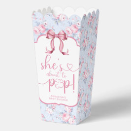 Ze staat op het punt om Pink Bow Baby shower Popco Bedankdoosjes