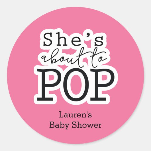 Ze staat op het punt om Pop Baby shower Sticker (Voorkant)