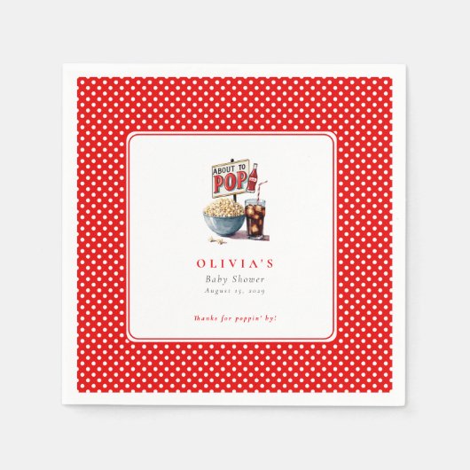 Ze staat op het punt om Popcorn Pop Soda Baby show Servet (Voorkant)