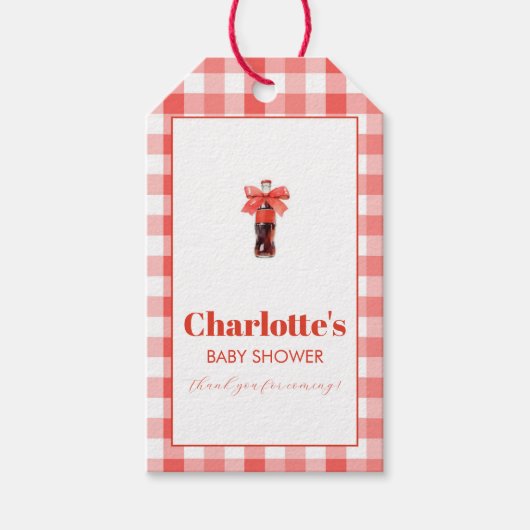 Ze staat op het punt om rode frisdrank te baren Ba Cadeaulabel (Voorkant)