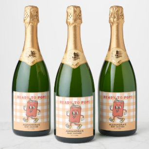 Ze staat op het punt om te baren Baby Shower Gingh Sparkling Wijnetiket