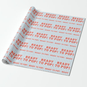 Ze staat op het punt te bevallen Baby Shower Blauw Cadeaupapier