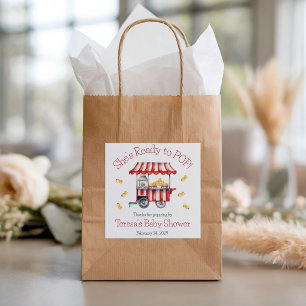 Ze staat op knallen! Popcorn Baby Shower Vierkante Sticker