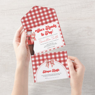 Ze staat op springen All-in-One Baby Shower All In One Uitnodiging