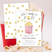 Ze staat op springen Aquarel Popcorn Baby Shower