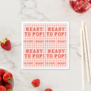 Ze staat op springen Baby Borrel Rood Retro Gingha Servet