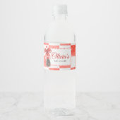 Ze staat op springen Baby Borrel Waterfles Etiket (Voorkant)