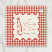 Ze staat op springen baby shower bedankjes labels (Achterkant)