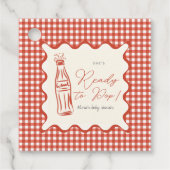 Ze staat op springen baby shower bedankjes labels (Voorkant)