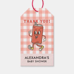 Ze staat op springen Baby Shower Bedankt Gingham Cadeaulabel